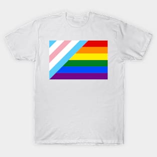 LGBTQ+ Pride Flag with Trans Pride Flag T-Shirt